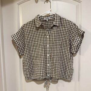 Madewell women’s Green and White Checkered Button-Up Shirt